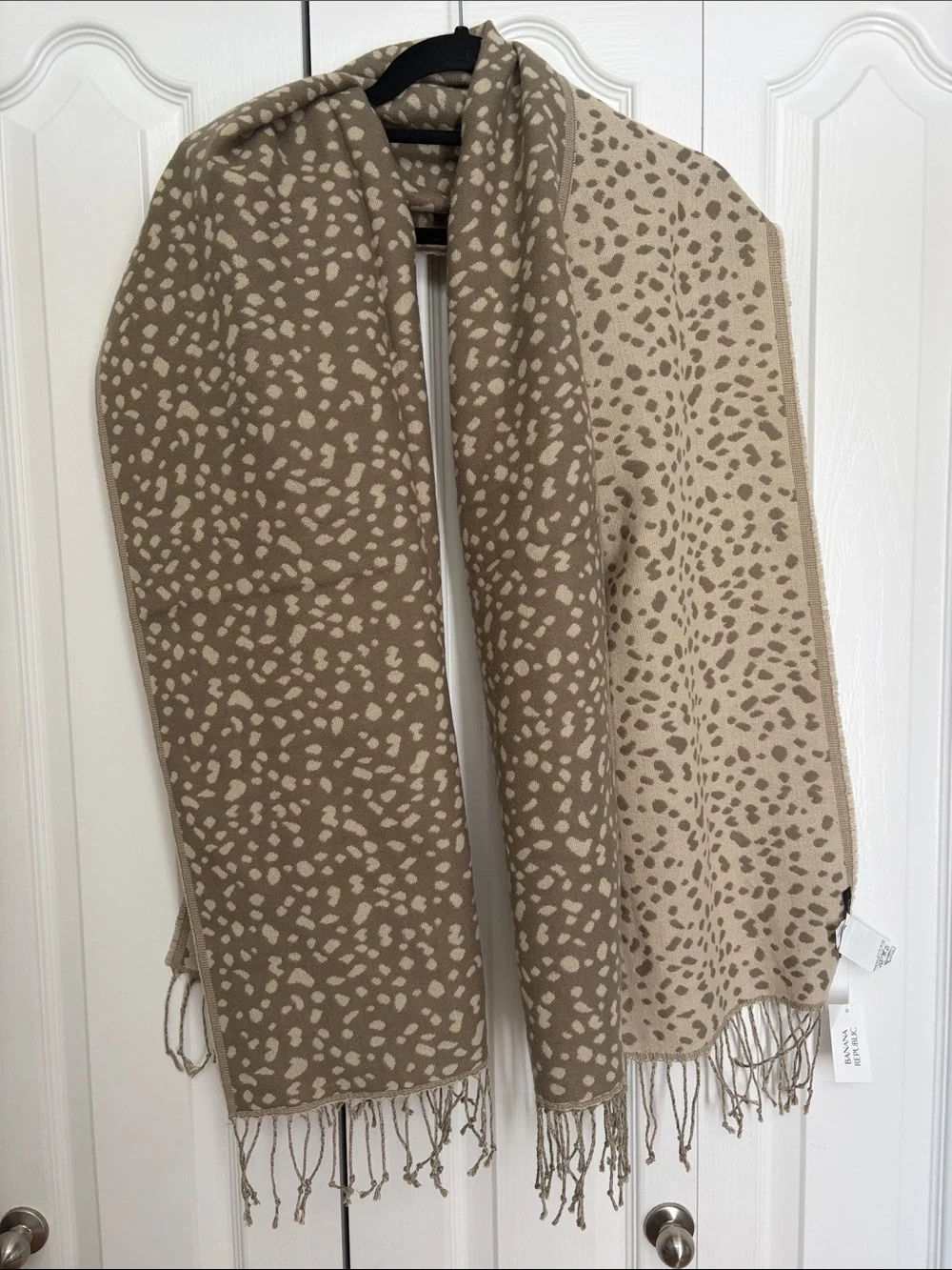 Banana Republic Reversible Cheetah Animal Print Fringe Scarf NWT